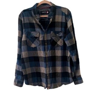 Canada‎ weather gear Blue and Gray Plaid Button-Up Shirt